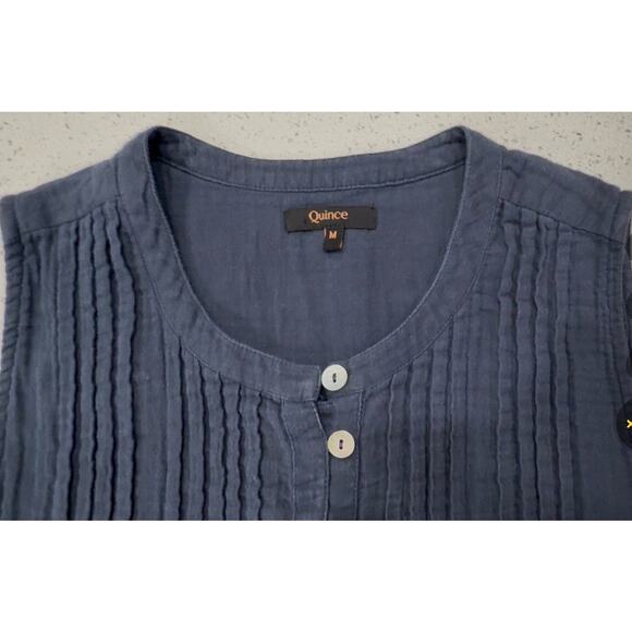 Quince Organic Cotton Gauze Swing Dress Indigo Blue Size Medium Minimalist - Picture 5 of 6